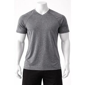 Zella Mens V-Neck Raglan Sleeve Performance T-Shirt Gray Heathered Activewear L